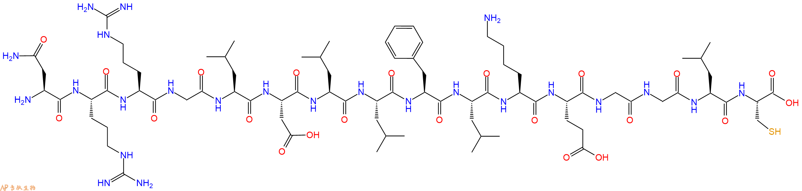 专肽生物产品H2N-Asn-Arg-Arg-Gly-Leu-Asp-Leu-Leu-Phe-Leu-Lys-Glu-Gly-Gly-Leu-Cys-OH