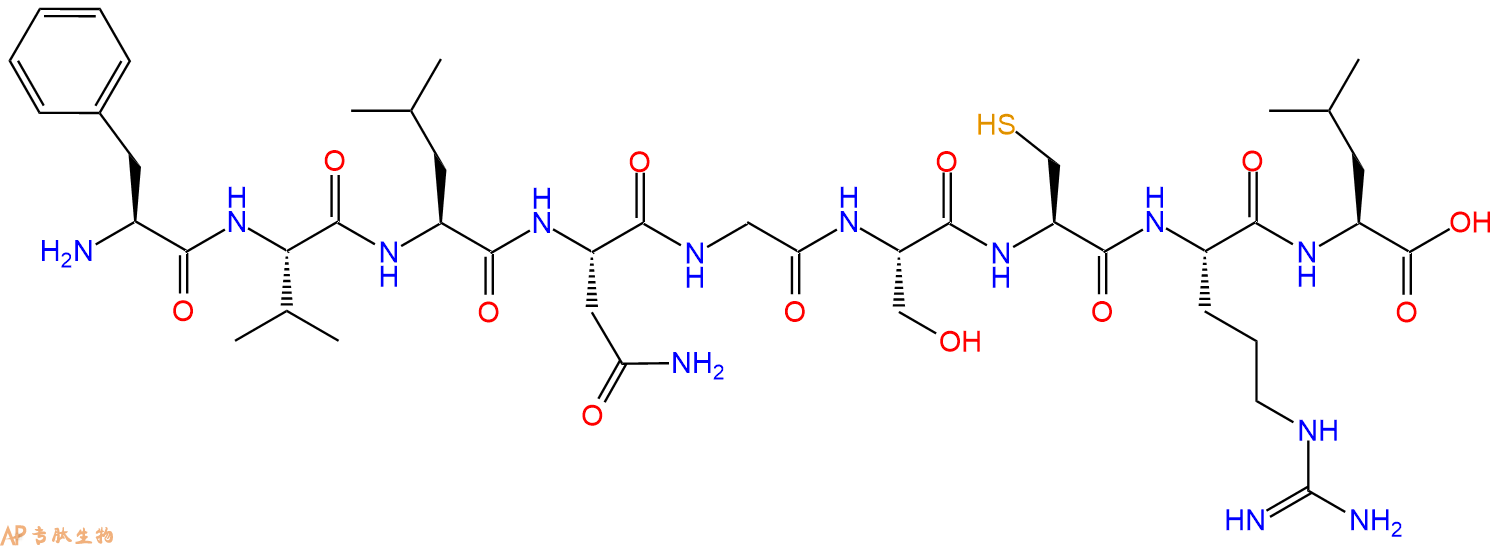 专肽生物产品H2N-Phe-Val-Leu-Asn-Gly-Ser-Cys-Arg-Leu-OH