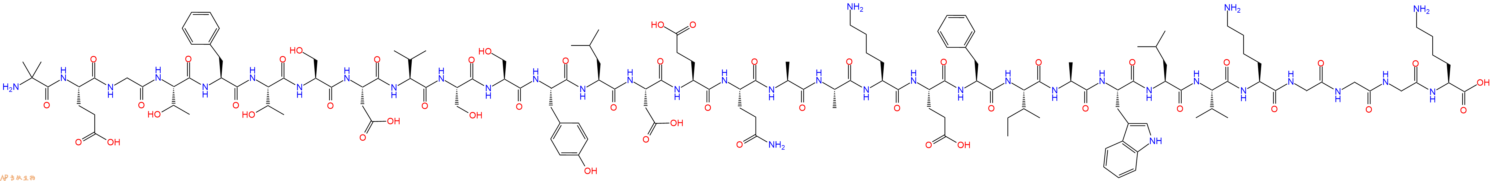 专肽生物产品H2N-Aib-Glu-Gly-Thr-Phe-Thr-Ser-Asp-Val-Ser-Ser-Tyr-Leu-Asp-Glu-Gln-Ala-Ala-Lys-Glu-Phe-Ile-Ala-Trp-Leu-Val-Lys-Gly-Gly-Gly-Lys-OH