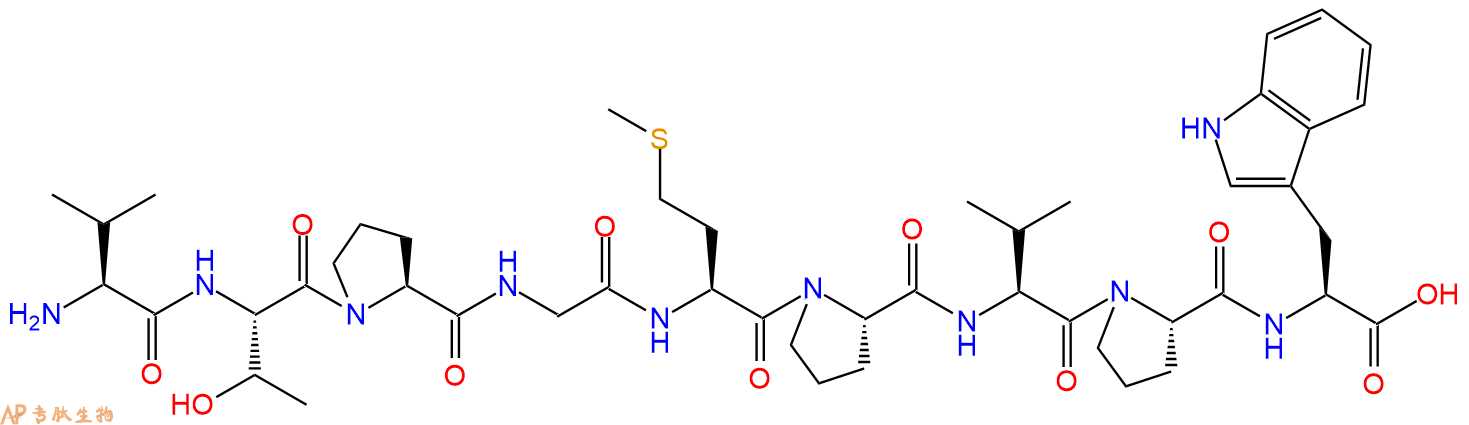 专肽生物产品H2N-Val-Thr-Pro-Gly-Met-Pro-Val-Pro-Trp-OH