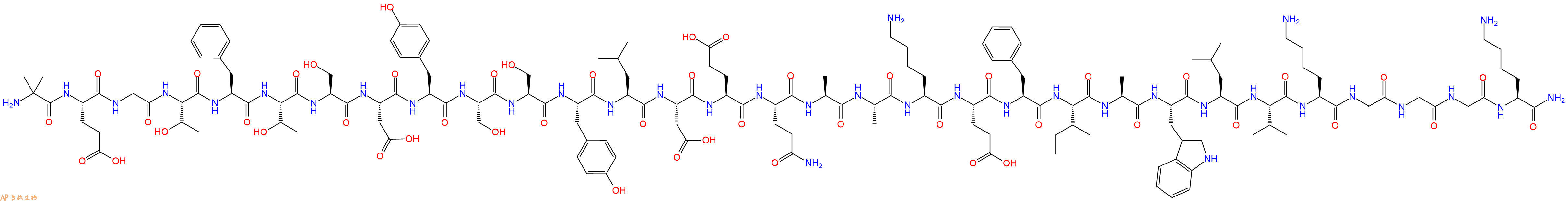 专肽生物产品H2N-Aib-Glu-Gly-Thr-Phe-Thr-Ser-Asp-Tyr-Ser-Ser-Tyr-Leu-Asp-Glu-Gln-Ala-Ala-Lys-Glu-Phe-Ile-Ala-Trp-Leu-Val-Lys-Gly-Gly-Gly-Lys-CONH2