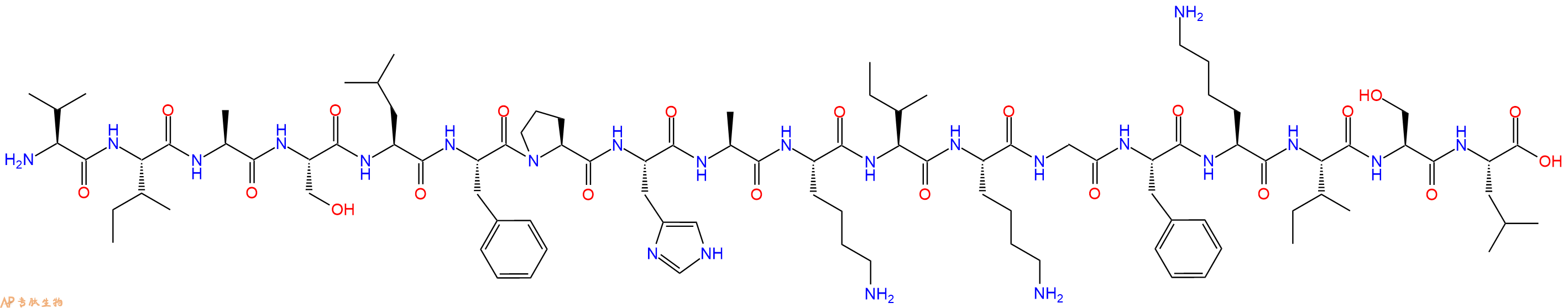 专肽生物产品H2N-Val-Ile-Ala-Ser-Leu-Phe-Pro-His-Ala-Lys-Ile-Lys-Gly-Phe-Lys-Ile-Ser-Leu-OH