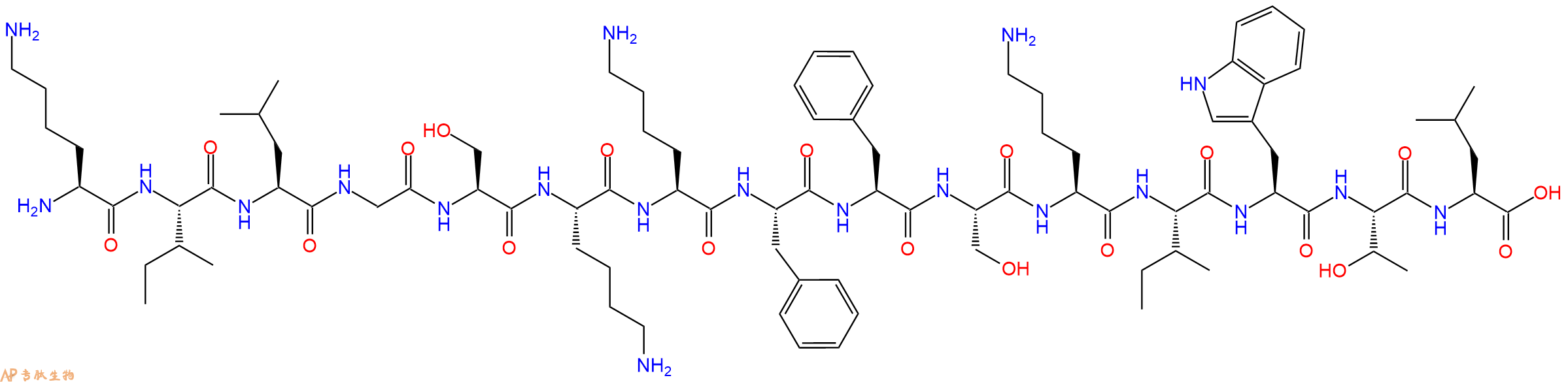专肽生物产品H2N-Lys-Ile-Leu-Gly-Ser-Lys-Lys-Phe-Phe-Ser-Lys-Ile-Trp-Thr-Leu-OH