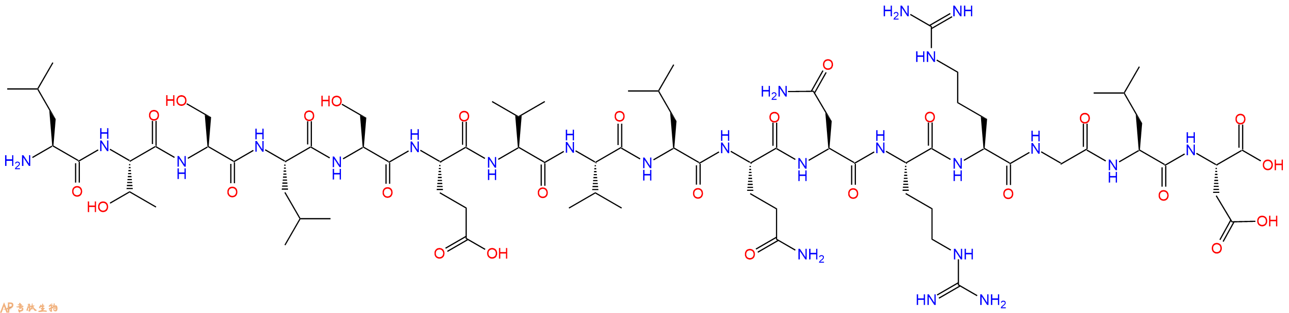 专肽生物产品H2N-Leu-Thr-Ser-Leu-Ser-Glu-Val-Val-Leu-Gln-Asn-Arg-Arg-Gly-Leu-Asp-OH