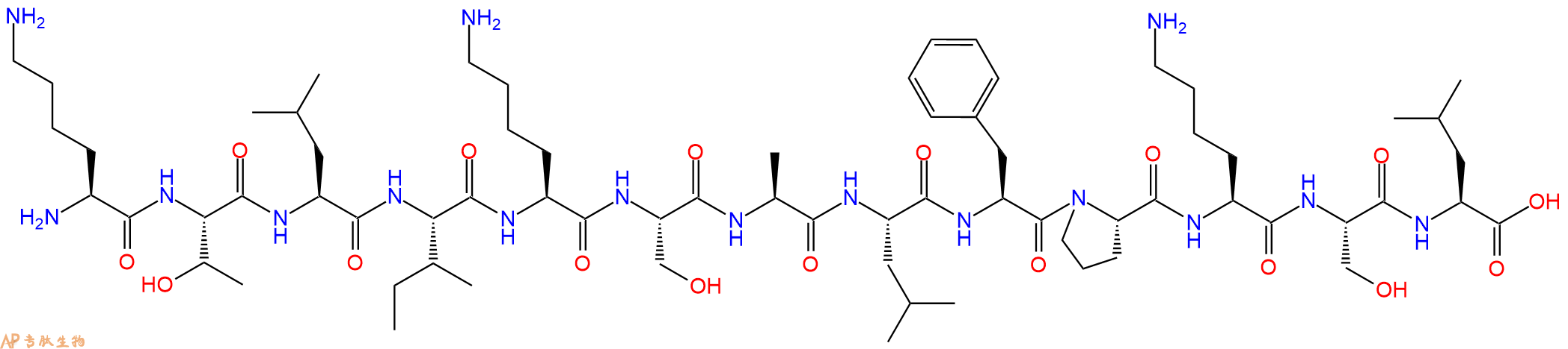 专肽生物产品H2N-Lys-Thr-Leu-Ile-Lys-Ser-Ala-Leu-Phe-Pro-Lys-Ser-Leu-OH