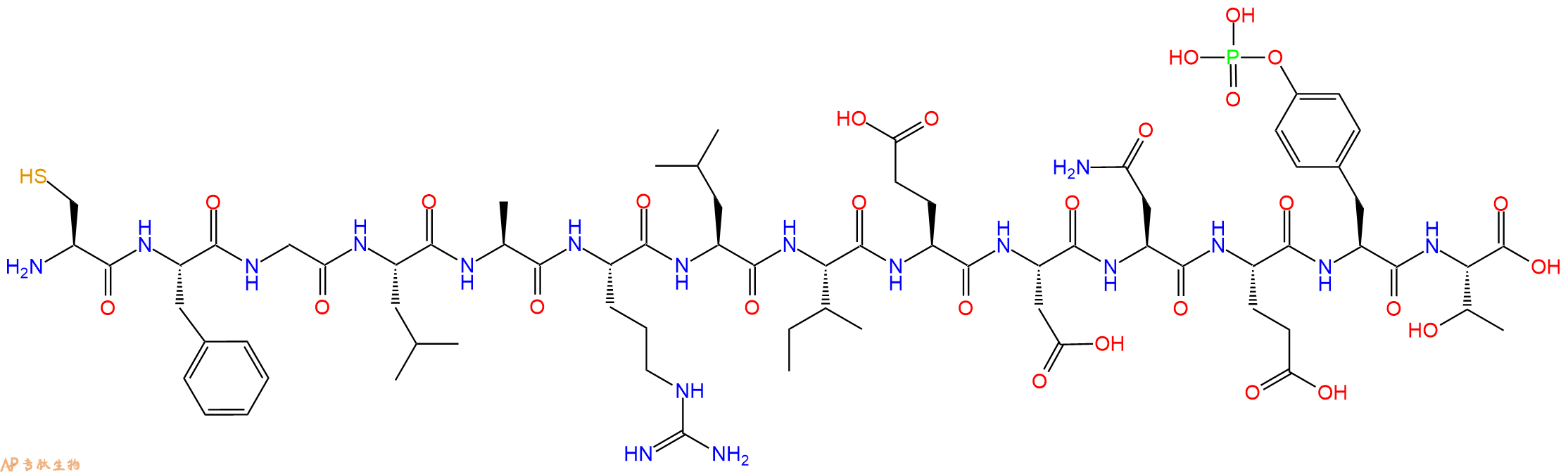 专肽生物产品H2N-Cys-Phe-Gly-Leu-Ala-Arg-Leu-Ile-Glu-Asp-Asn-Glu-Tyr(PO3H2)-Thr-OH