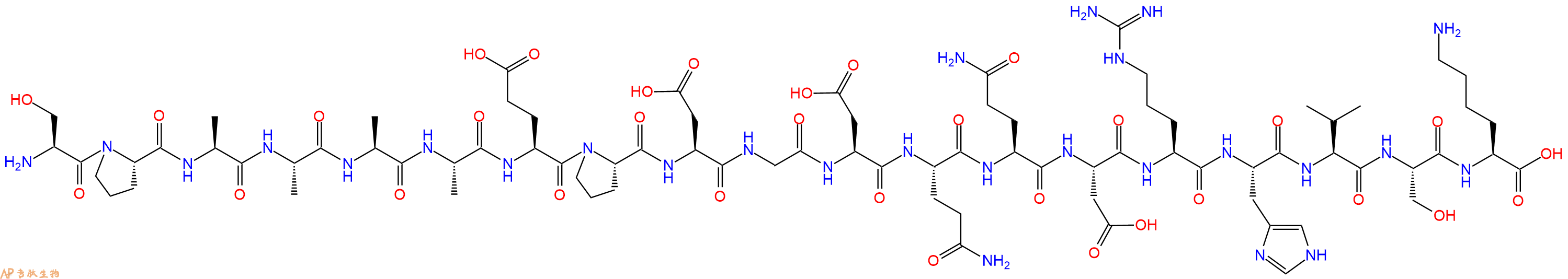 专肽生物产品H2N-Ser-Pro-Ala-Ala-Ala-Ala-Glu-Pro-Asp-Gly-Asp-Gln-Gln-Asp-Arg-His-Val-Ser-Lys-OH