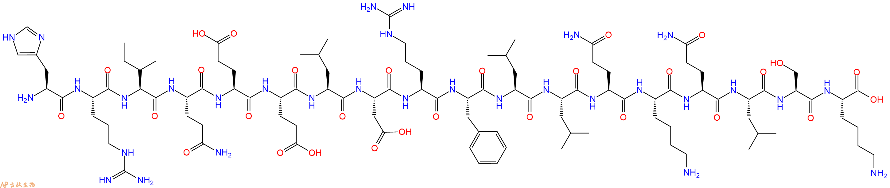 专肽生物产品H2N-His-Arg-Ile-Gln-Glu-Glu-Leu-Asp-Arg-Phe-Leu-Leu-Gln-Lys-Gln-Leu-Ser-Lys-OH