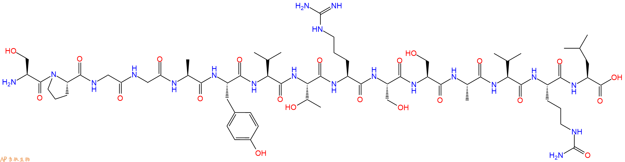 专肽生物产品H2N-Ser-Pro-Gly-Gly-Ala-Tyr-Val-Thr-Arg-Ser-Ser-Ala-Val-Cit-Leu-OH