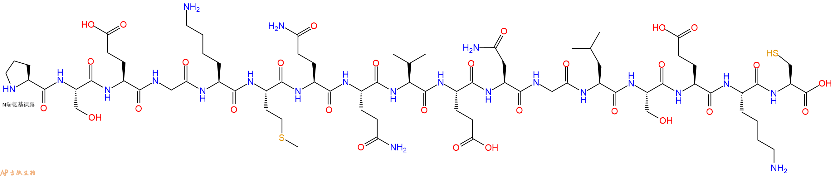 专肽生物产品H2N-Pro-Ser-Glu-Gly-Lys-Met-Gln-Gln-Val-Glu-Asn-Gly-Leu-Ser-Glu-Lys-Cys-OH