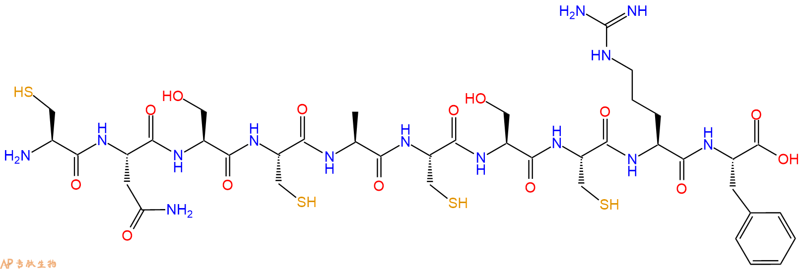 专肽生物产品H2N-Cys-Asn-Ser-Cys-Ala-Cys-Ser-Cys-Arg-Phe-OH