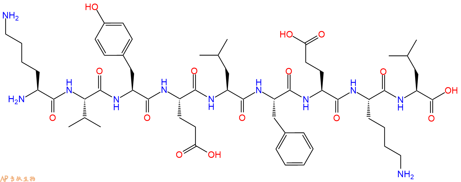 专肽生物产品H2N-Lys-Val-Tyr-Glu-Leu-Phe-Glu-Lys-Leu-OH