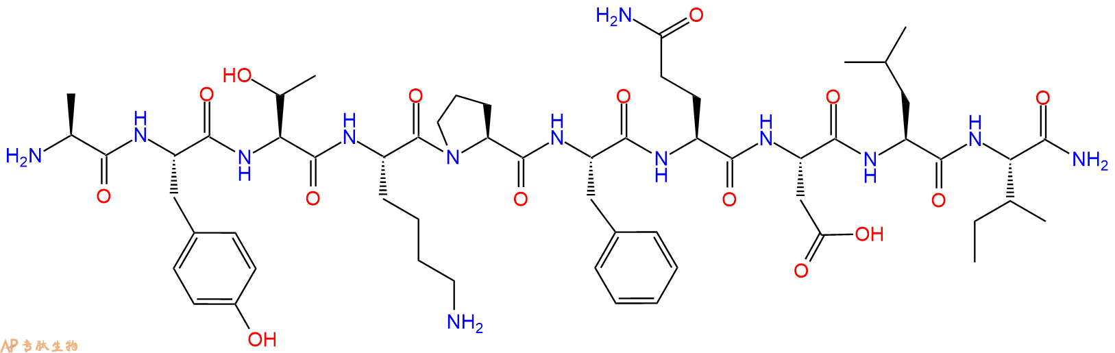 专肽生物产品H2N-Ala-Tyr-Thr-Lys-Pro-Phe-Gln-Asp-Leu-Ile-CONH2