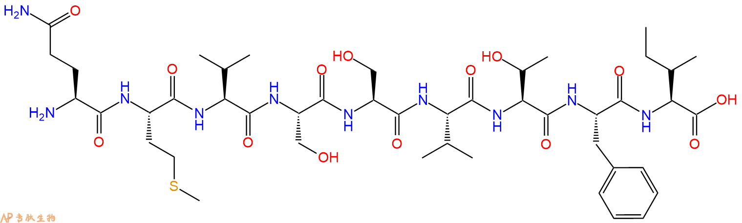 专肽生物产品H2N-Gln-Met-Val-Ser-Ser-Val-Thr-Phe-Ile-OH