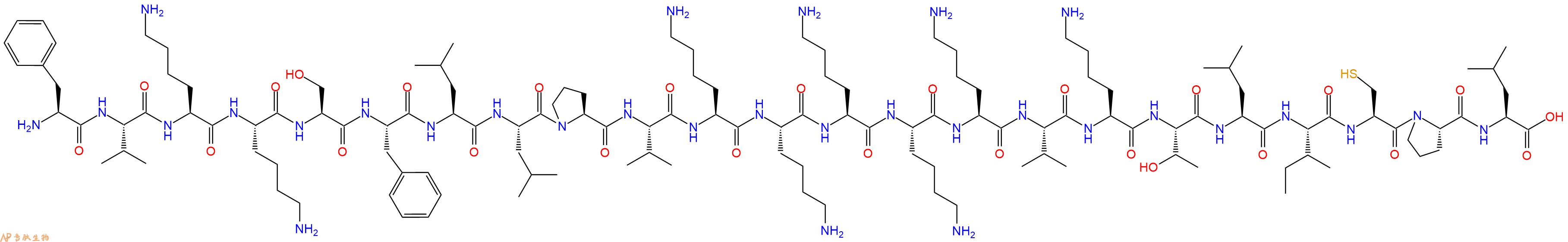 专肽生物产品H2N-Phe-Val-Lys-Lys-Ser-Phe-Leu-Leu-Pro-Val-Lys-Lys-Lys-Lys-Lys-Val-Lys-Thr-Leu-Ile-Cys-Pro-Leu-OH