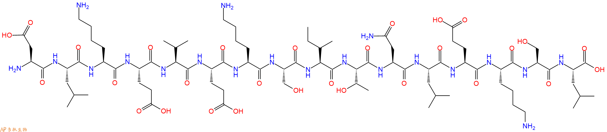 专肽生物产品H2N-Asp-Leu-Lys-Glu-Val-Glu-Lys-Ser-Ile-Thr-Asn-Leu-Glu-Lys-Ser-Leu-OH