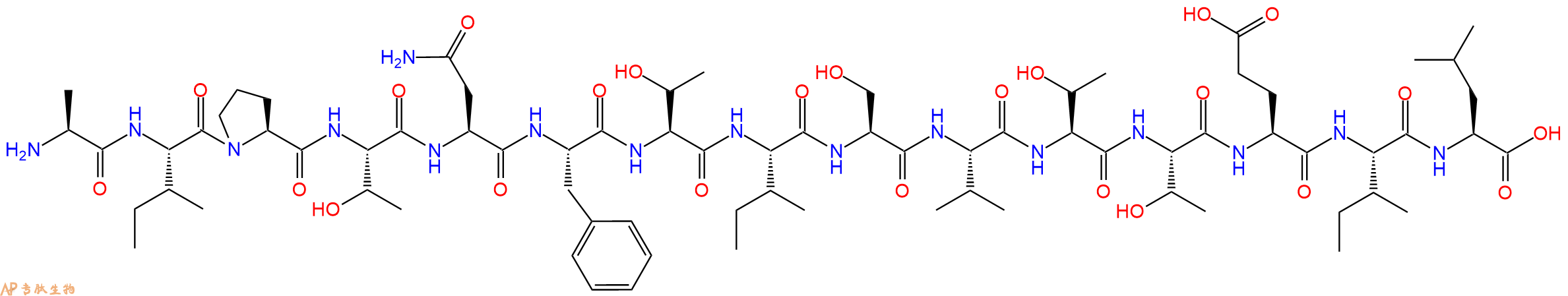 专肽生物产品H2N-Ala-Ile-Pro-Thr-Asn-Phe-Thr-Ile-Ser-Val-Thr-Thr-Glu-Ile-Leu-OH