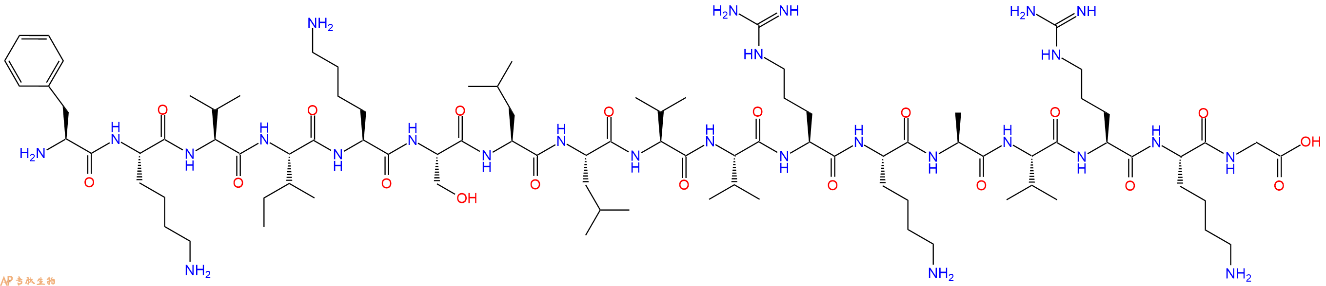 专肽生物产品H2N-Phe-Lys-Val-Ile-Lys-Ser-Leu-Leu-Val-Val-Arg-Lys-Ala-Val-Arg-Lys-Gly-OH