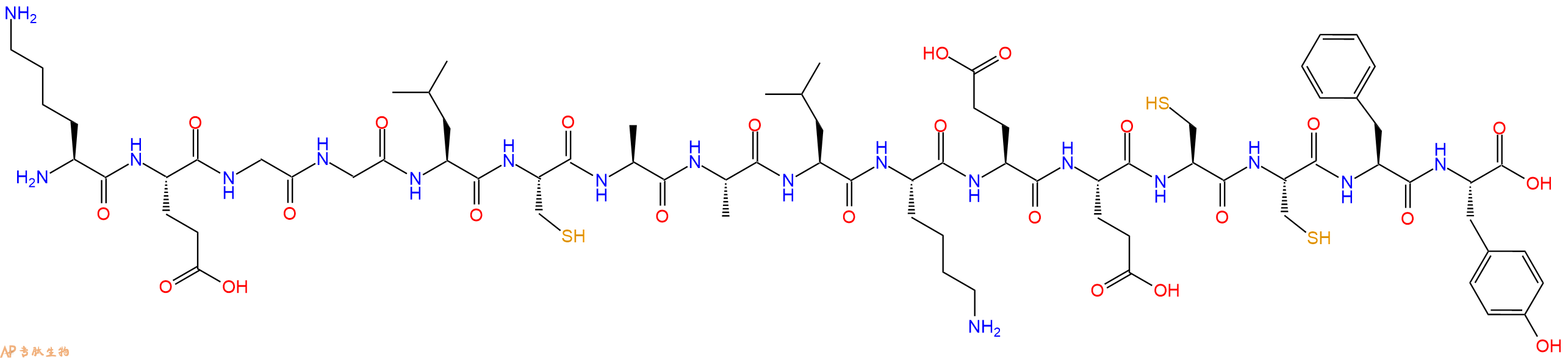 专肽生物产品H2N-Lys-Glu-Gly-Gly-Leu-Cys-Ala-Ala-Leu-Lys-Glu-Glu-Cys-Cys-Phe-Tyr-OH