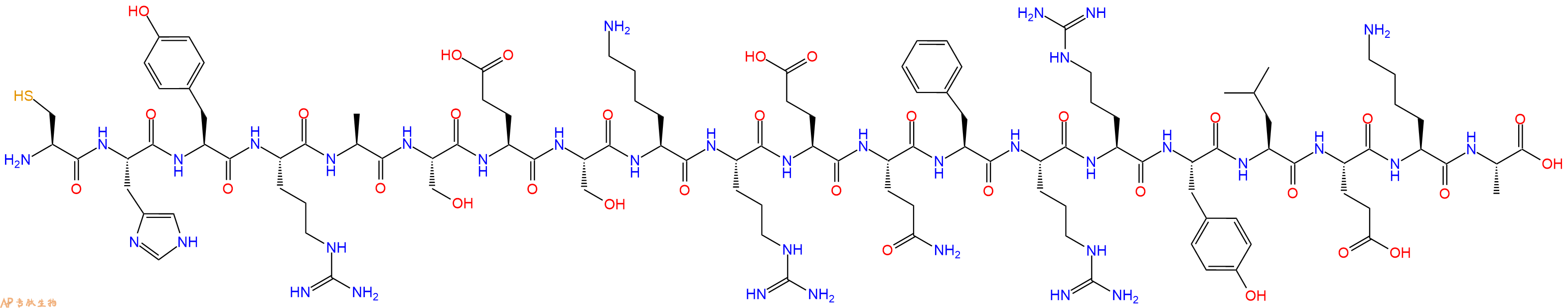 专肽生物产品H2N-Cys-His-Tyr-Arg-Ala-Ser-Glu-Ser-Lys-Arg-Glu-Gln-Phe-Arg-Arg-Tyr-Leu-Glu-Lys-Ala-OH