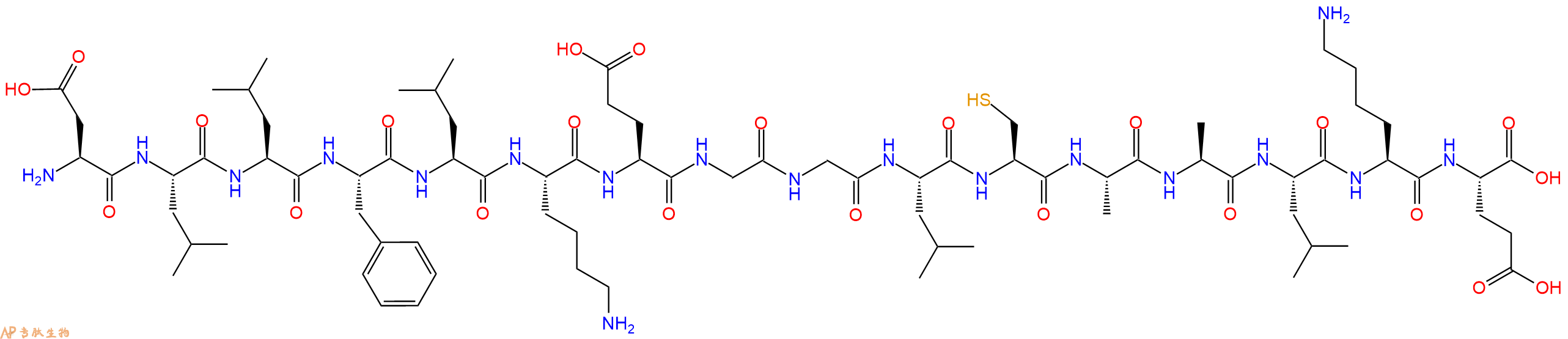 专肽生物产品H2N-Asp-Leu-Leu-Phe-Leu-Lys-Glu-Gly-Gly-Leu-Cys-Ala-Ala-Leu-Lys-Glu-OH