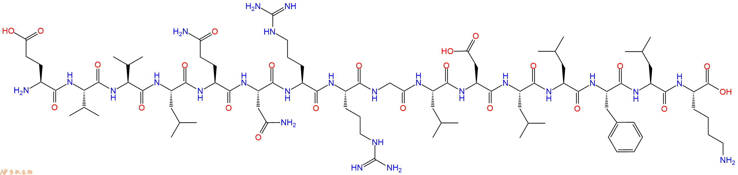 专肽生物产品H2N-Glu-Val-Val-Leu-Gln-Asn-Arg-Arg-Gly-Leu-Asp-Leu-Leu-Phe-Leu-Lys-OH