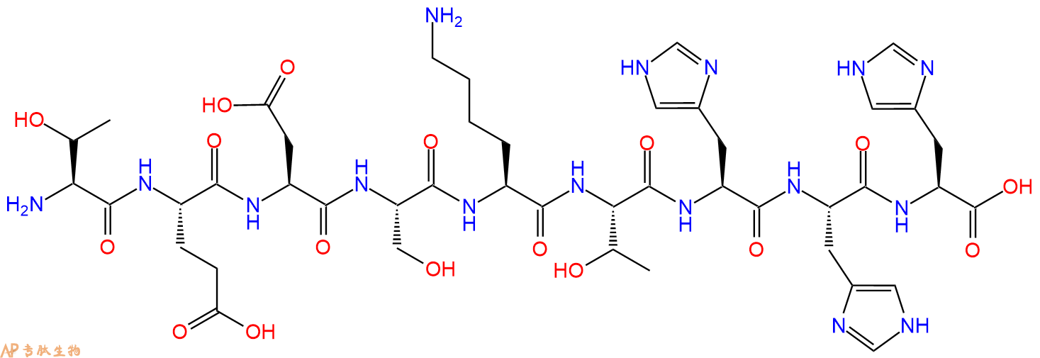 专肽生物产品H2N-Thr-Glu-Asp-Ser-Lys-Thr-His-His-His-OH