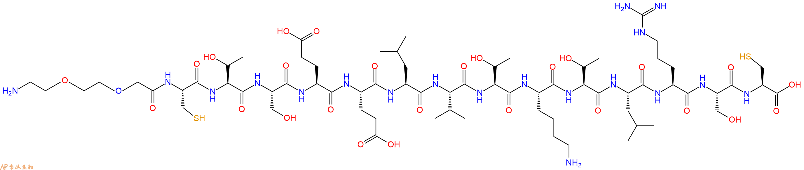 专肽生物产品PEG2-Cys-Thr-Ser-Glu-Glu-Leu-Val-Thr-Lys-Thr-Leu-Arg-Ser-Cys