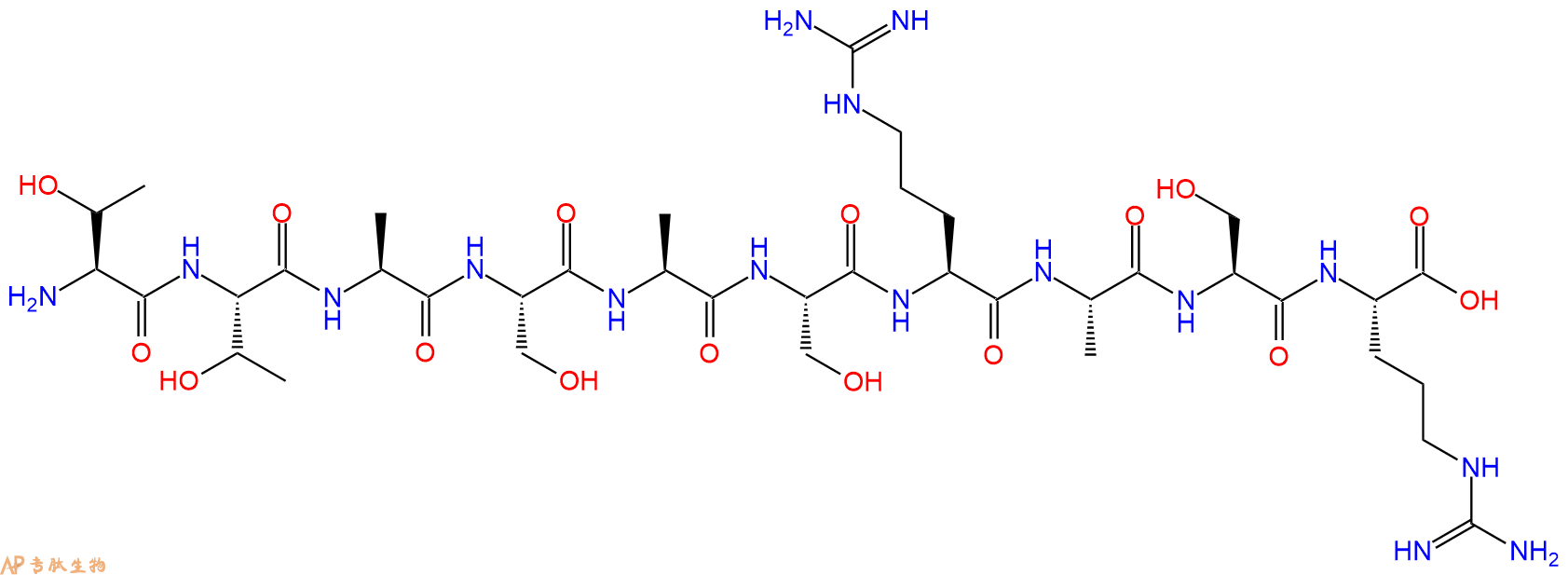 专肽生物产品H2N-Thr-Thr-Ala-Ser-Ala-Ser-Arg-Ala-Ser-Arg-OH