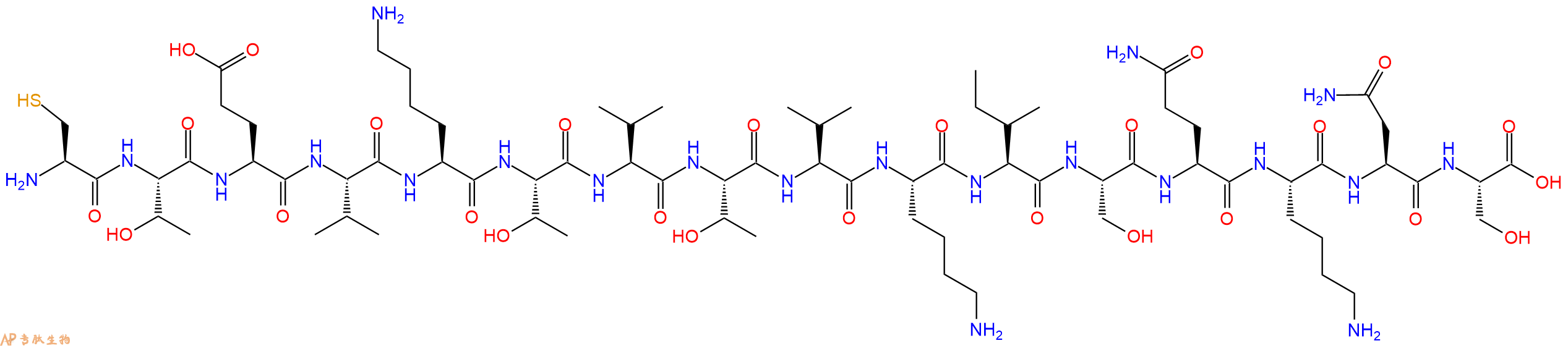 专肽生物产品H2N-Cys-Thr-Glu-Val-Lys-Thr-Val-Thr-Val-Lys-Ile-Ser-Gln-Lys-Asn-Ser-OH