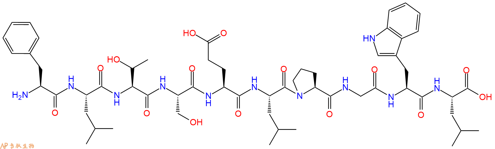 专肽生物产品H2N-Phe-Leu-Thr-Ser-Glu-Leu-Pro-Gly-Trp-Leu-OH