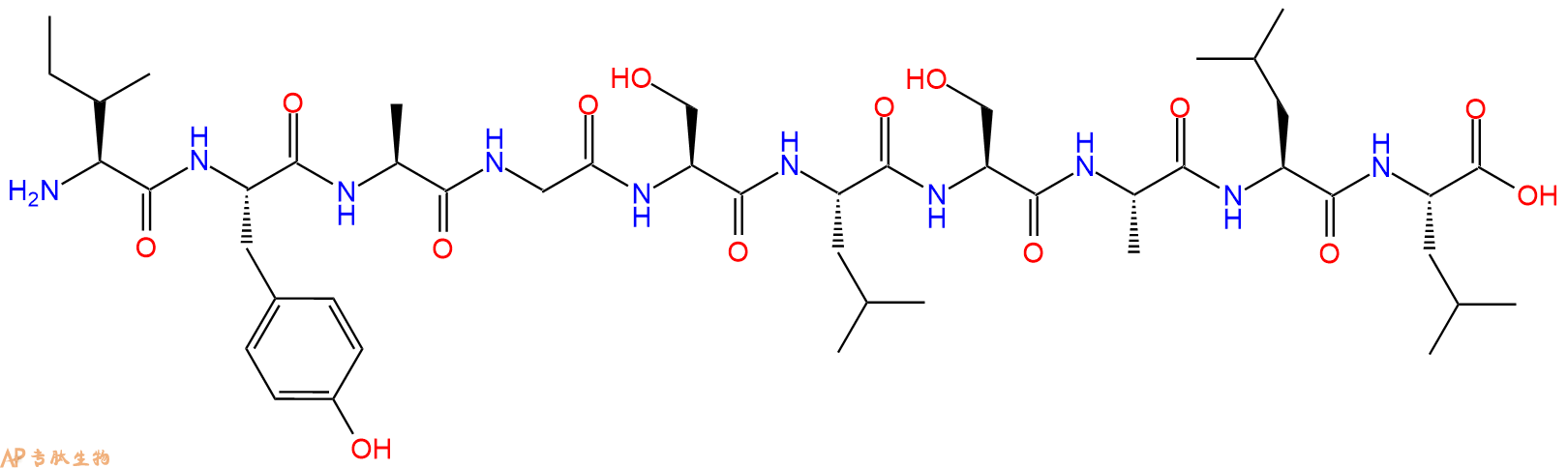 专肽生物产品H2N-Ile-Tyr-Ala-Gly-Ser-Leu-Ser-Ala-Leu-Leu-OH