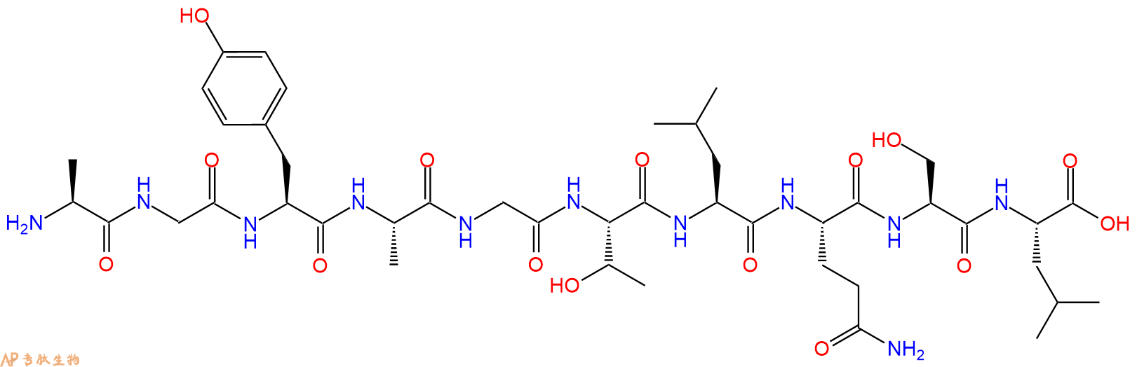 专肽生物产品H2N-Ala-Gly-Tyr-Ala-Gly-Thr-Leu-Gln-Ser-Leu-OH