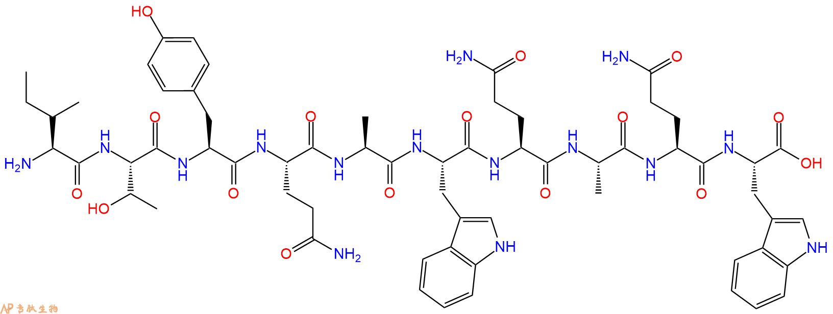 专肽生物产品H2N-Ile-Thr-Tyr-Gln-Ala-Trp-Gln-Ala-Gln-Trp-OH