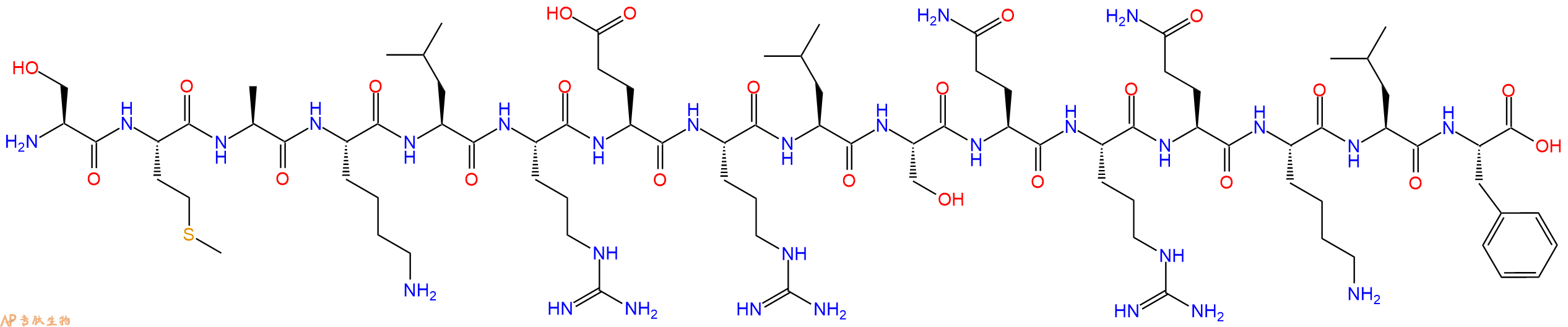 专肽生物产品H2N-Ser-Met-Ala-Lys-Leu-Arg-Glu-Arg-Leu-Ser-Gln-Arg-Gln-Lys-Leu-Phe-OH