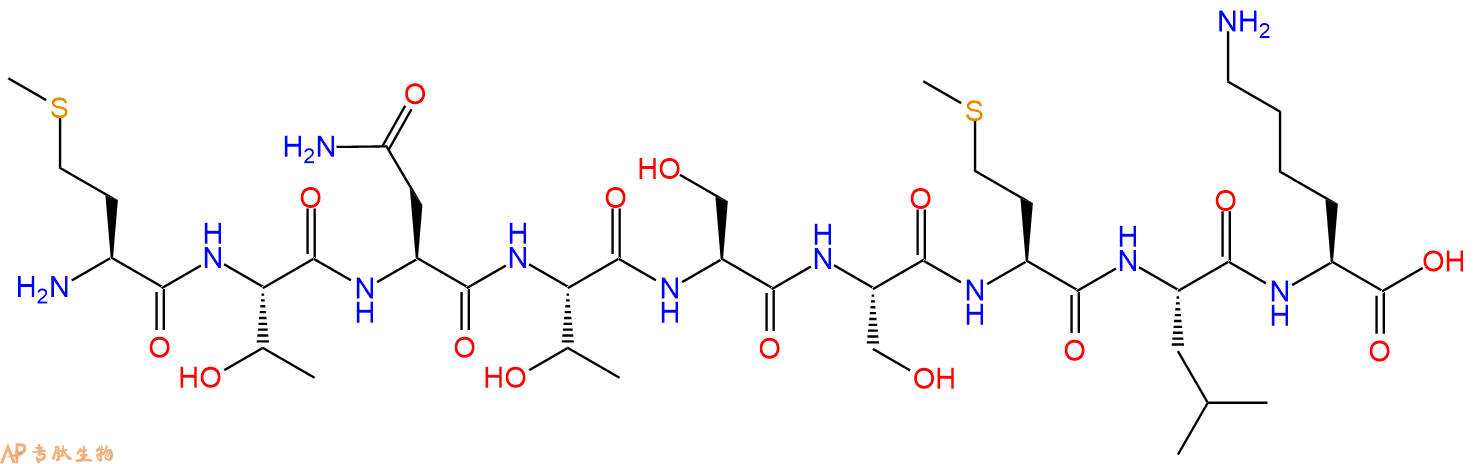 专肽生物产品H2N-Met-Thr-Asn-Thr-Ser-Ser-Met-Leu-Lys-OH