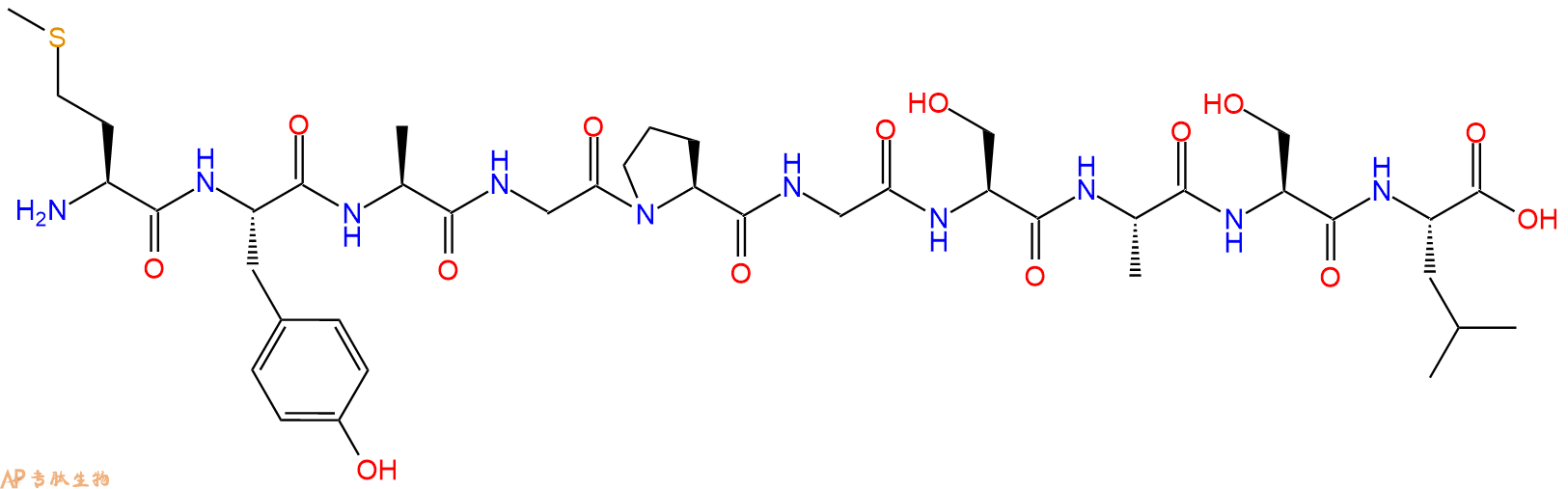 专肽生物产品H2N-Met-Tyr-Ala-Gly-Pro-Gly-Ser-Ala-Ser-Leu-OH