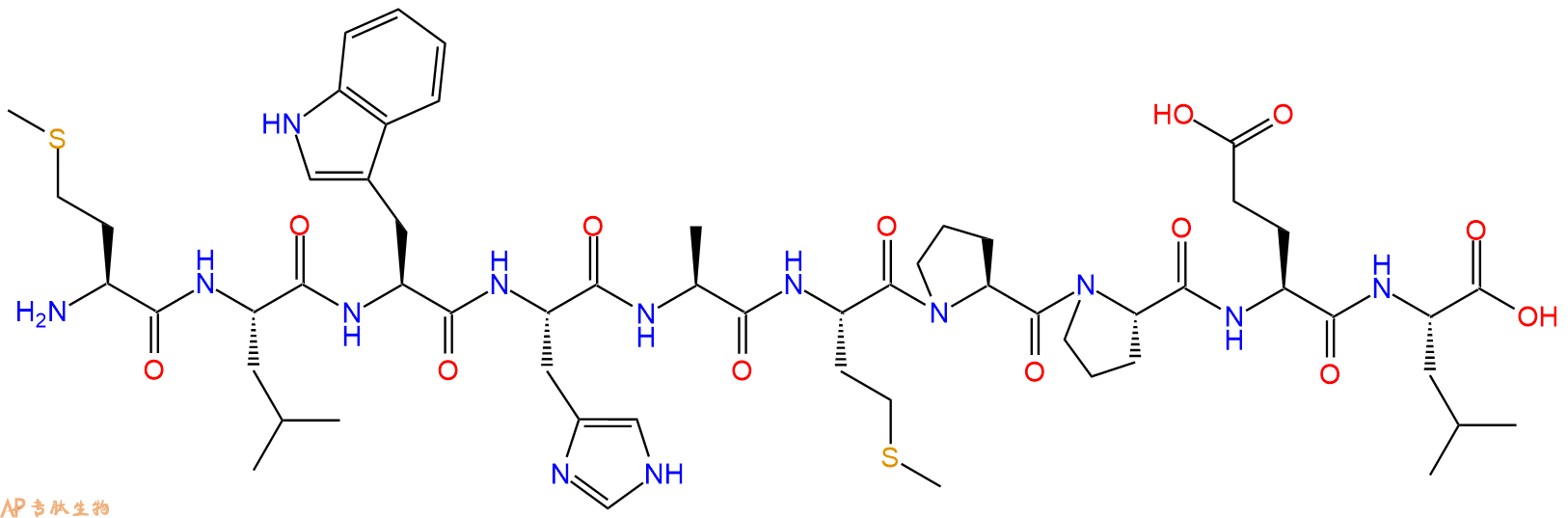 专肽生物产品H2N-Met-Leu-Trp-His-Ala-Met-Pro-Pro-Glu-Leu-OH