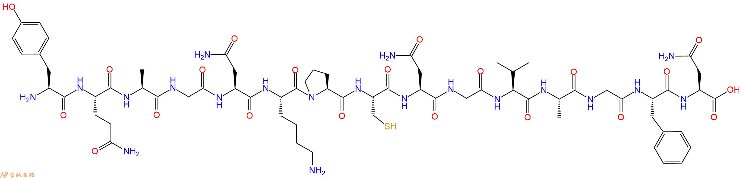 专肽生物产品H2N-Tyr-Gln-Ala-Gly-Asn-Lys-Pro-Cys-Asn-Gly-Val-Ala-Gly-Phe-Asn-OH