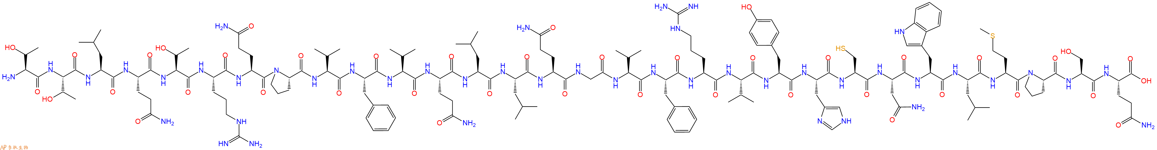 专肽生物产品H2N-Thr-Thr-Leu-Gln-Thr-Arg-Gln-Pro-Val-Phe-Val-Gln-Leu-Leu-Gln-Gly-Val-Phe-Arg-Val-Tyr-His-Cys-Asn-Trp-Leu-Met-Pro-Ser-Gln-OH