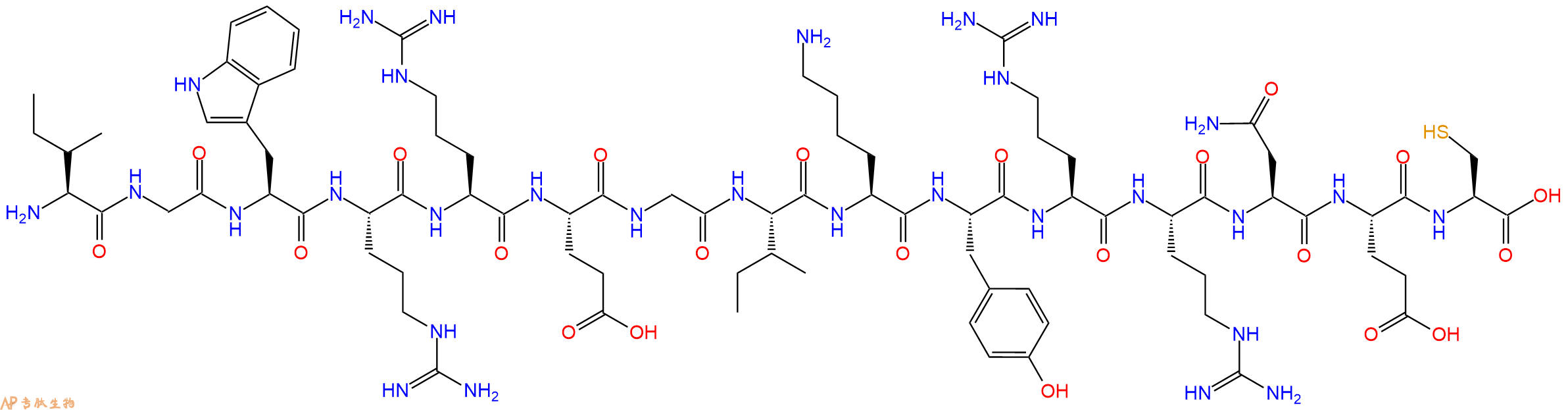 专肽生物产品H2N-Ile-Gly-Trp-Arg-Arg-Glu-Gly-Ile-Lys-Tyr-Arg-Arg-Asn-Glu-Cys-OH