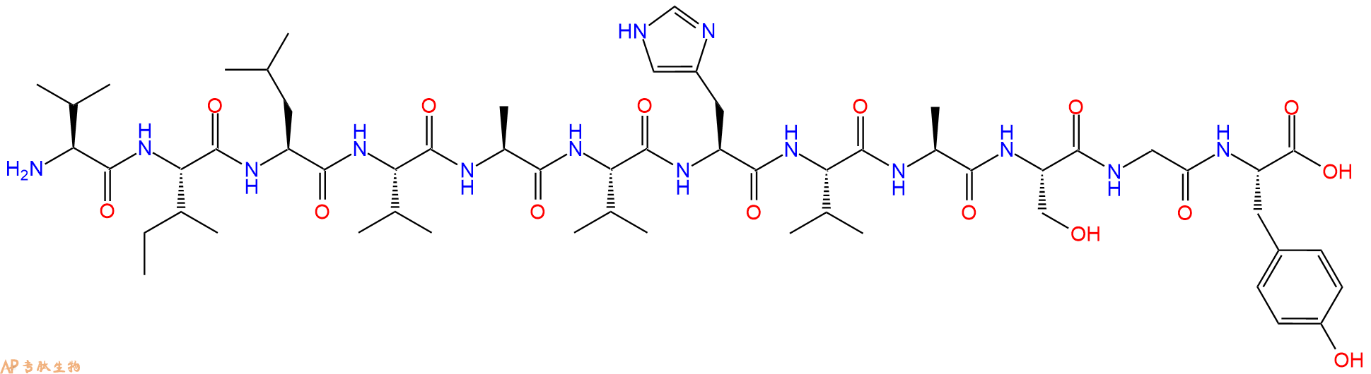 专肽生物产品H2N-Val-Ile-Leu-Val-Ala-Val-His-Val-Ala-Ser-Gly-Tyr-OH