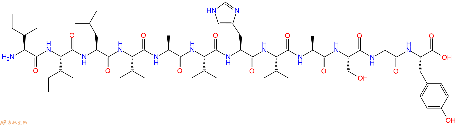 专肽生物产品H2N-Ile-Ile-Leu-Val-Ala-Val-His-Val-Ala-Ser-Gly-Tyr-OH