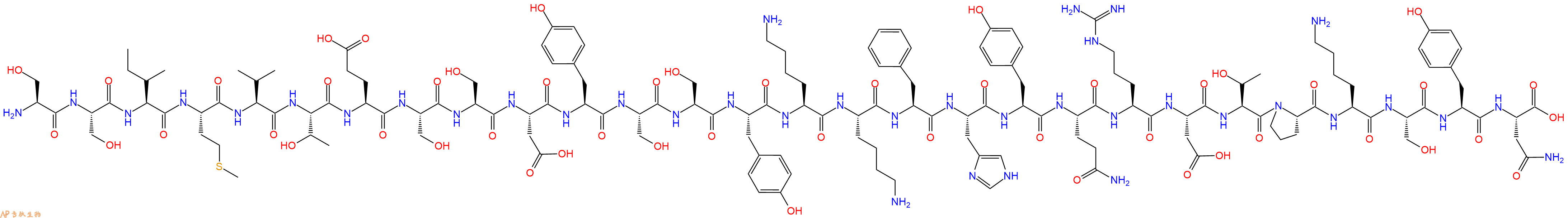 专肽生物产品H2N-Ser-Ser-Ile-Met-Val-Thr-Glu-Ser-Ser-Asp-Tyr-Ser-Ser-Tyr-Lys-Lys-Phe-His-Tyr-Gln-Arg-Asp-Thr-Pro-Lys-Ser-Tyr-Asn-OH
