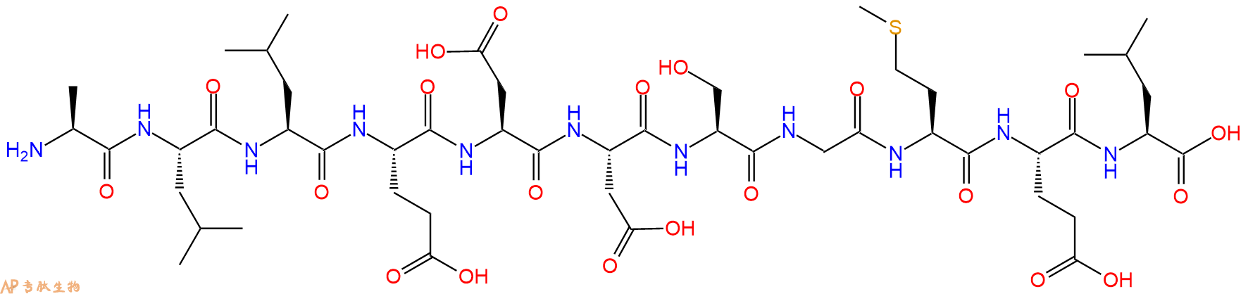 专肽生物产品H2N-Ala-Leu-Leu-Glu-Asp-Asp-Ser-Gly-Met-Glu-Leu-OH