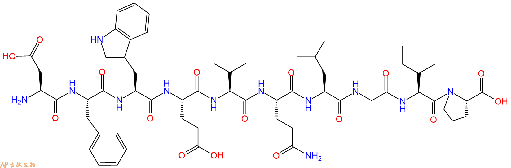 专肽生物产品H2N-Asp-Phe-Trp-Glu-Val-Gln-Leu-Gly-Ile-Pro-OH