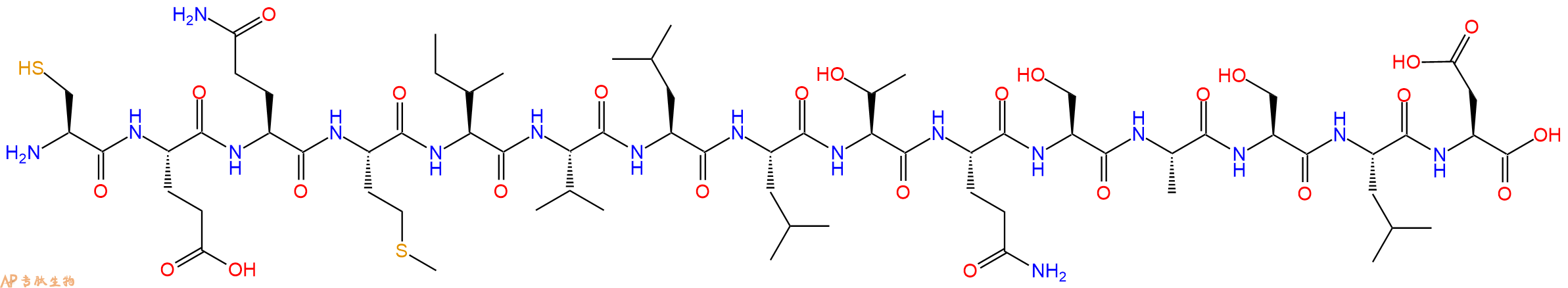 专肽生物产品H2N-Cys-Glu-Gln-Met-Ile-Val-Leu-Leu-Thr-Gln-Ser-Ala-Ser-Leu-Asp-OH