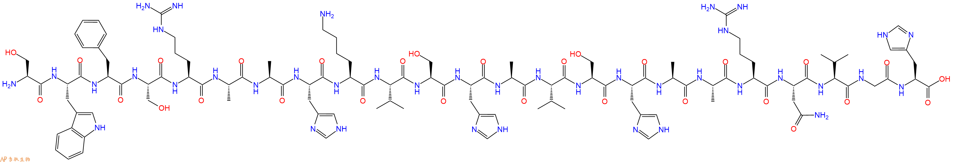 专肽生物产品H2N-Ser-Trp-Phe-Ser-Arg-Ala-Ala-His-Lys-Val-Ser-His-Ala-Val-Ser-His-Ala-Ala-Arg-Asn-Val-Gly-His-OH