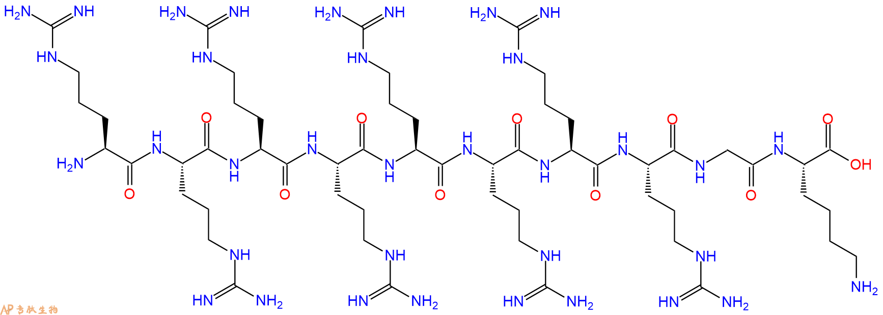 专肽生物产品H2N-Arg-Arg-Arg-Arg-Arg-Arg-Arg-Arg-Gly-Lys-OH