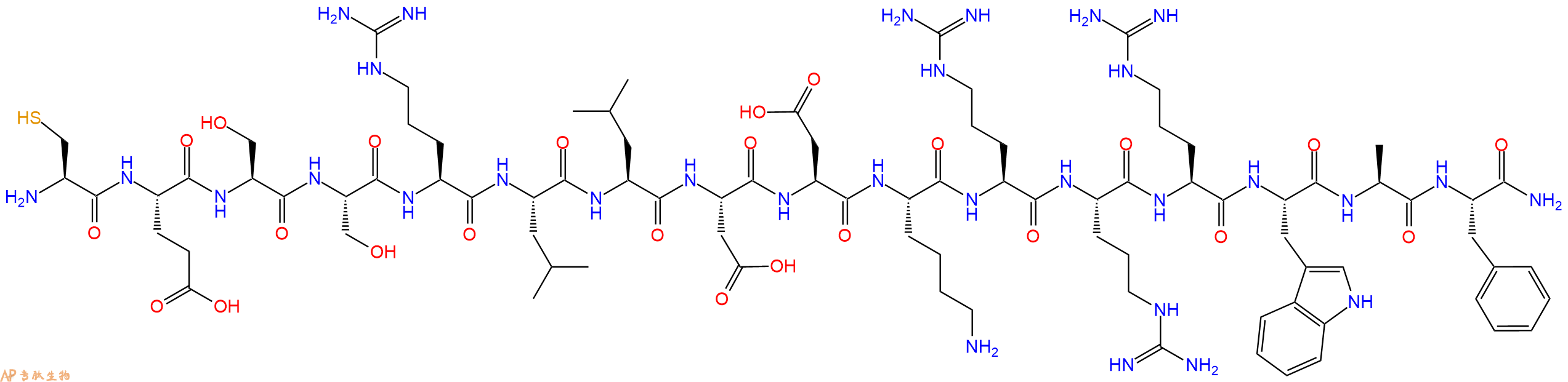 专肽生物产品H2N-Cys-Glu-Ser-Ser-Arg-Leu-Leu-Asp-Asp-Lys-Arg-Arg-Arg-Trp-Ala-Phe-CONH2